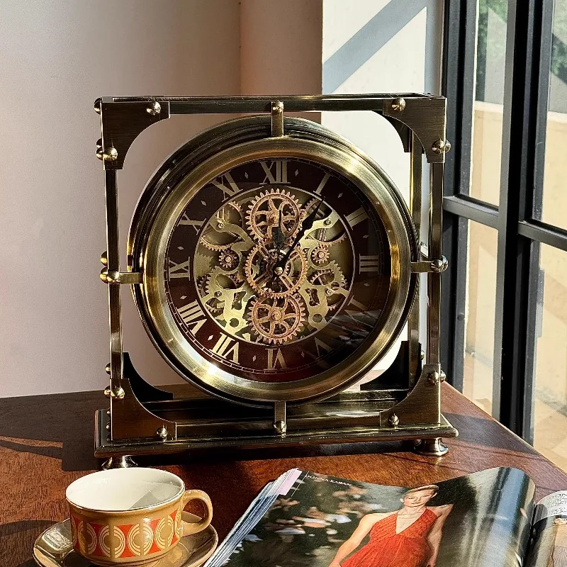 Retro desk clock luxury desktop watch decoration silent clock aesthetics living room desktop watch desktop decoration