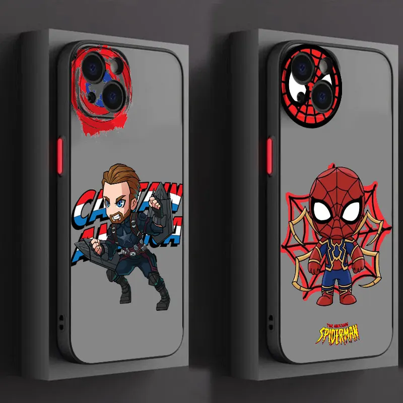 Marvel Avengers Art For iPhone 15 14 13 12 11 Pro Max XS Max X XR 7 8 Plus 6S 5S Frosted Translucent Phone Case