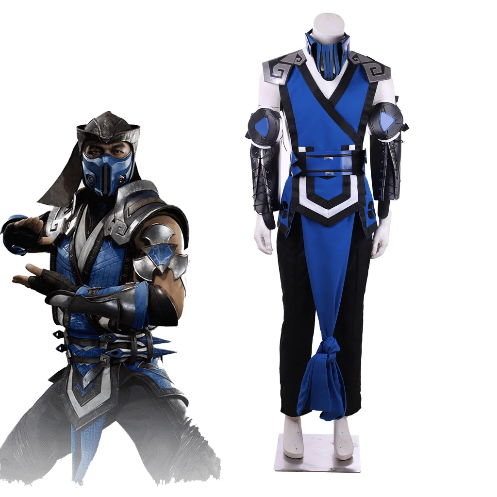 Game Mortal Kombat Sub Zero Cosplay Blue Combat Suit Zero Disguies Outfit Male Halloween Carnival Custom Made