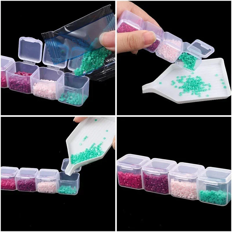 28 Slots Diamond Painting Storage Containers Adjustable Dividers Plastic Embroidery Storage Box Diy Craft Nail Jewelry Storage