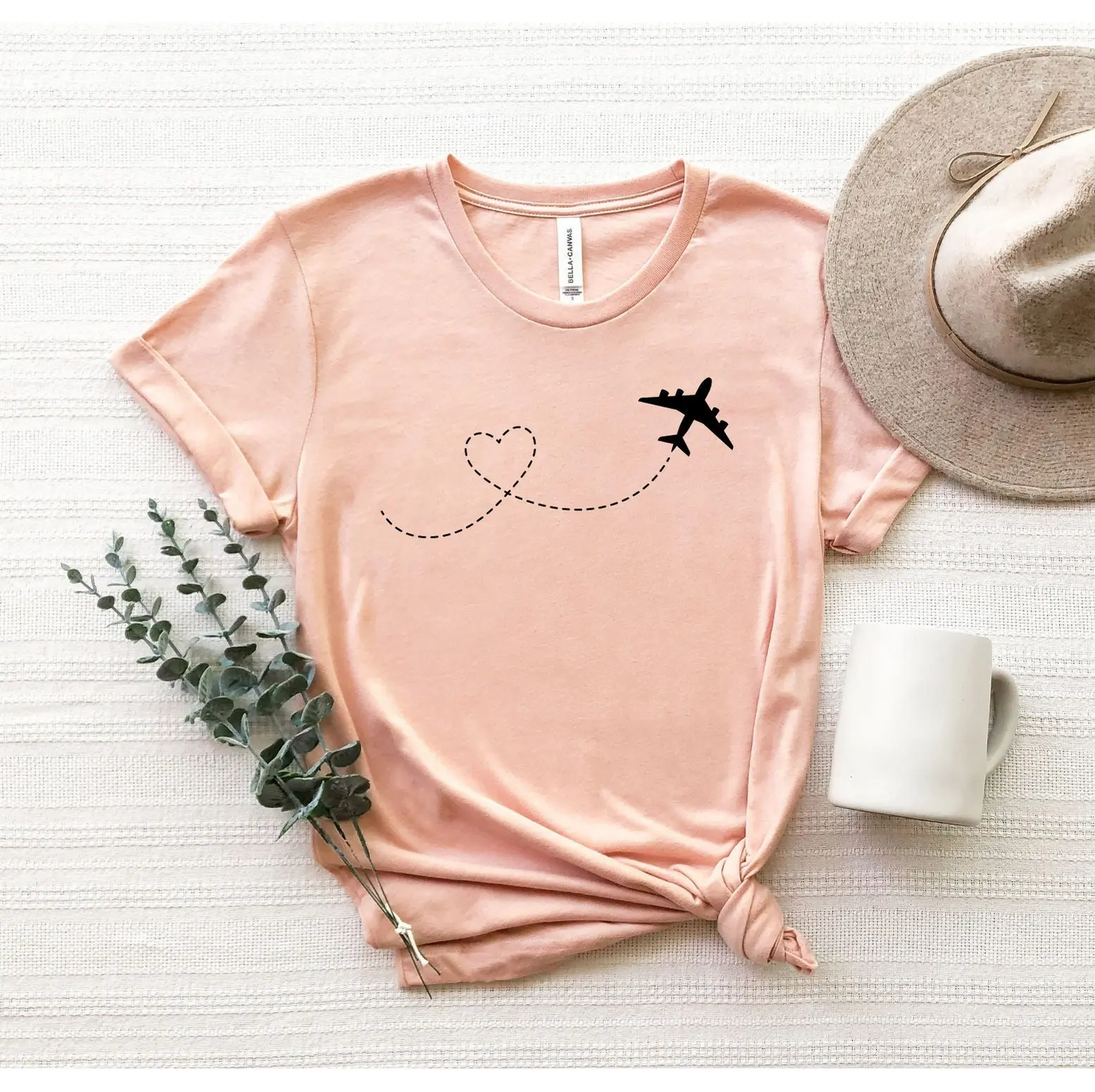 Airplane Heart T Shirt Mode Vacation Adventurer Travel Lover Flight Love