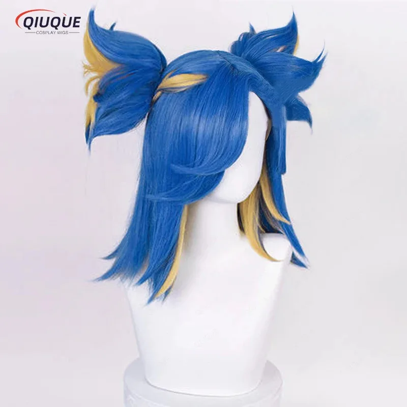 Nene 2025 Game Valorant Neon Cosplay Short Blue Ponytails Heat Resistant Synthetic Hair Halloween Role Play Wigs + Wig Cap view 3