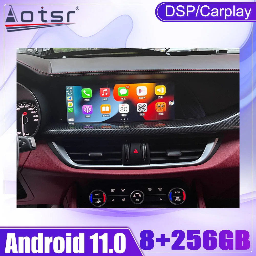 256G Qualcomm For Alfa Romeo 2015-2020 Car Stereo Radio GPS Navigation Android 11 Multimedia Video  Auto Player Stereo Head Unit