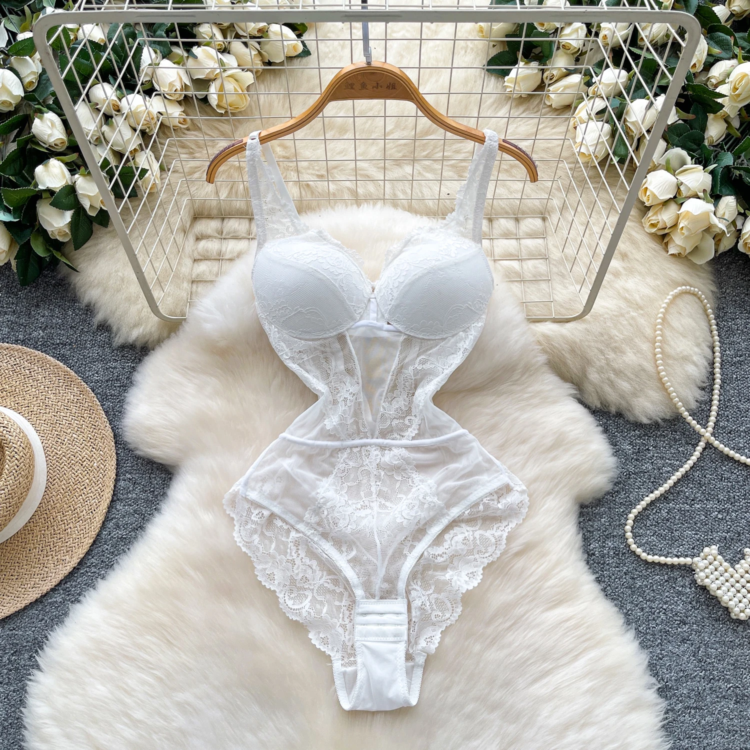 Women Hotsweet see through backless mesh slim Vintage Straps Bodysuits Chic Jumpsuits Top Clothing