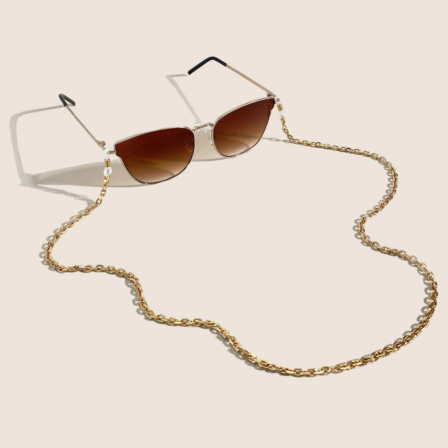 Brillenkette mit strukturiertem Rand, luxuriöses 2-in-1-Anti-Rutsch-Sonnenbrillenband aus Metall, Maskenband, Gold, Schwarz, Silber, modisches Accessoire