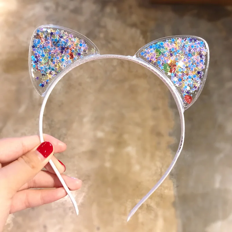 Girls Cute Shining Sequin Cat Ears Hairbands Sweet Ornament Headband Princess Gift Headwear Kids Fashion Hair Accessories image 4