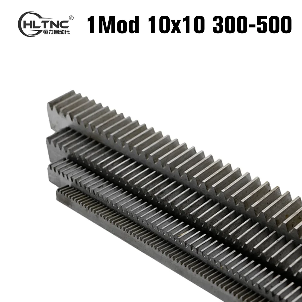 HLTNC 1Pc 1 Modulus 45# Bearing Steel Gear Rack 10x10 With 350mm 400mm 500mm 1Mod Straight Teeth Zipper For CNC Engraver Router