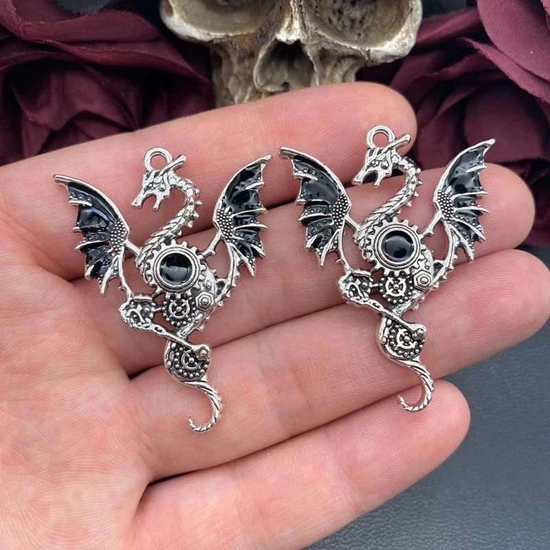 3pcs Gothic Fly Dragon Charms for DIY Jewellery Making
