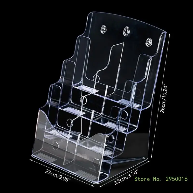 Soporte de acrílico para folletos, organizador de literatura transparente, soporte de exhibición de folletos para encimera de montaje en pared