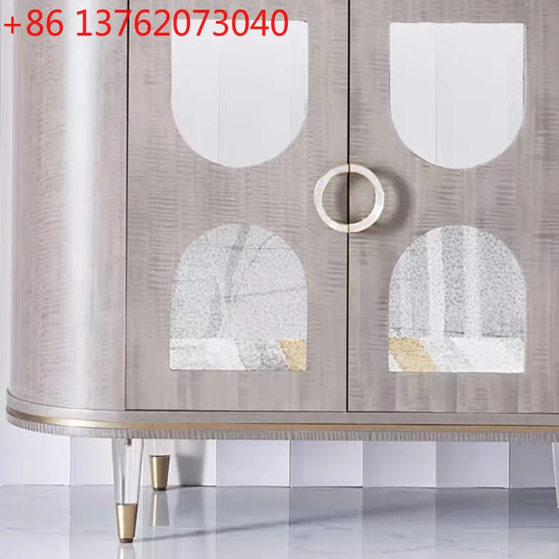 

American light luxury solid wood dining side cabinet modern simple entrance living room high-end