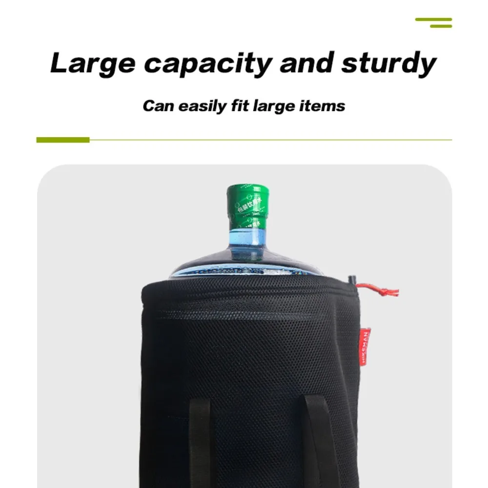 New Mesh Fabric Set Pot Storage Bag Portable Ultra Light Bundle Mouth Handbag Breathable Drawstring Buckle Tableware Bag Camping