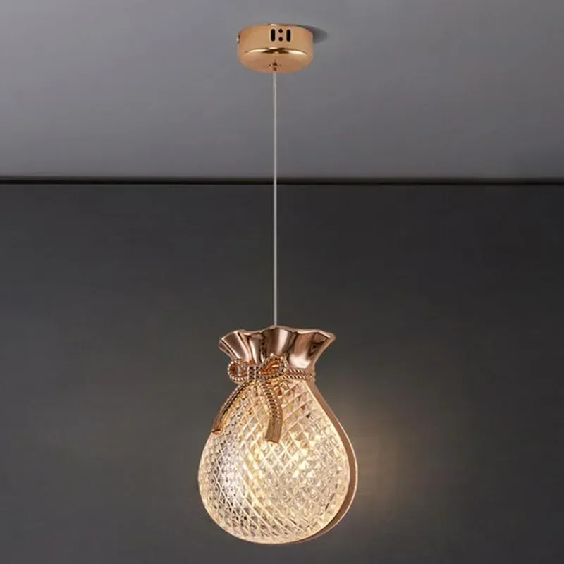 Lucky Bag Crystal Indoor Lighting Hanging 100cm Wire Pendant Lamp for Bedroom Living Room Kitchen Bar Homebless Lustre