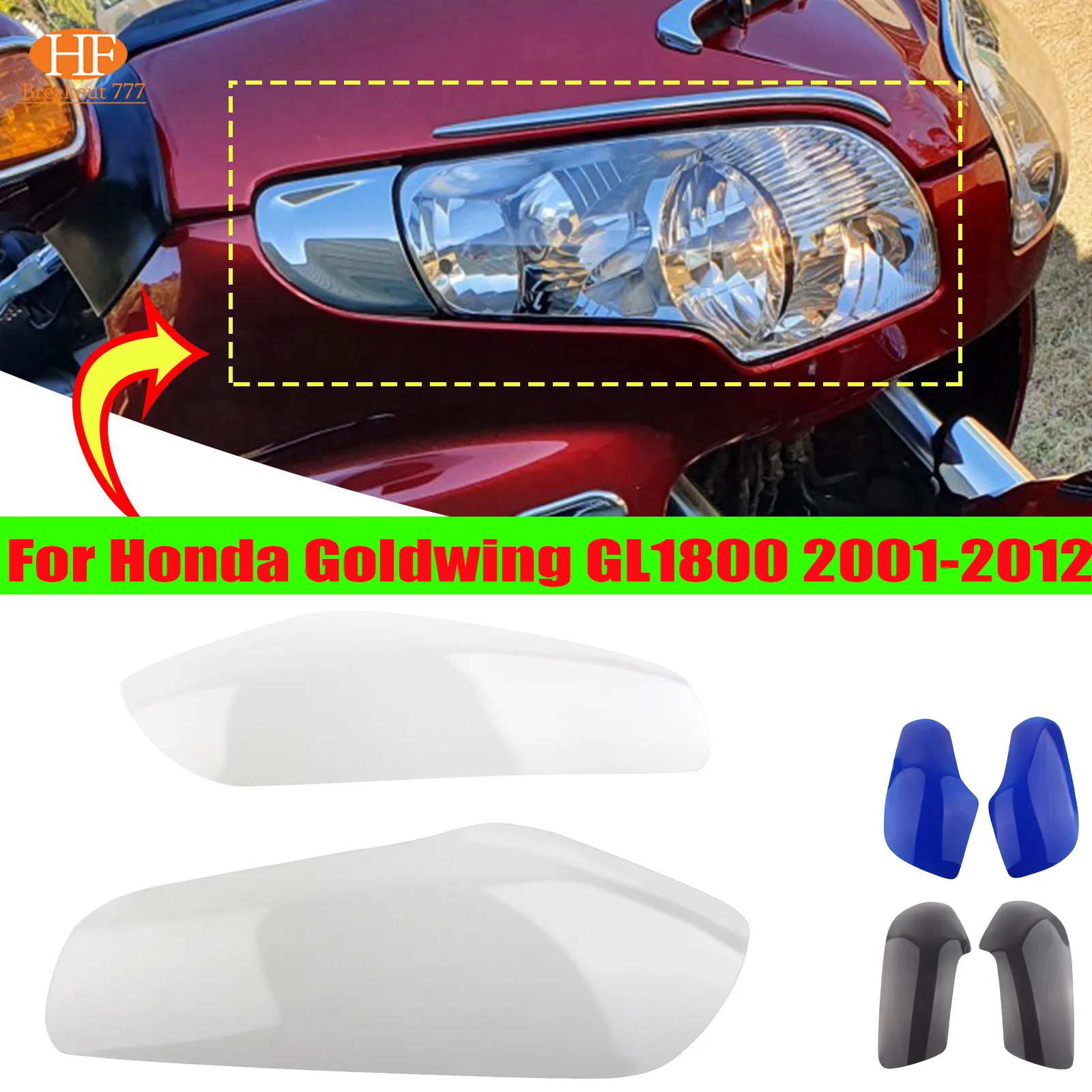 

Clear Black Headlight Cover Protectors Motorcycle For Honda Goldwing GL1800 2001-2010 2011 2012