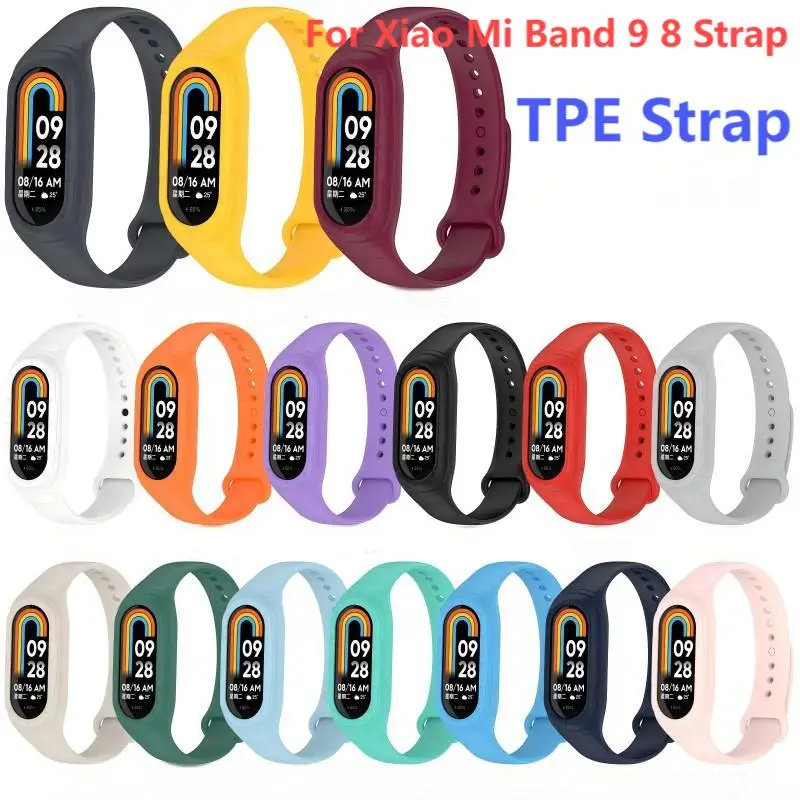 Tali TPE untuk Xiaomi Mi Band 8 9, jam tangan pintar gelang gelang gelang jam tangan 8 9 NFC casing sabuk