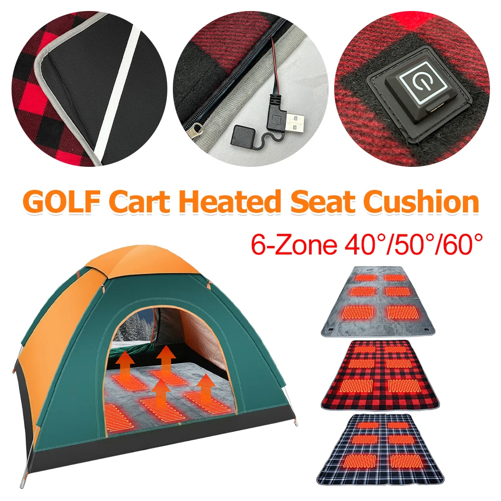 

6-Zones Heating Mat USB Warmer Pad 40/45/60 Adjustable Outdoor Electric Blanket Smart Temperature Control for Tent Car Home