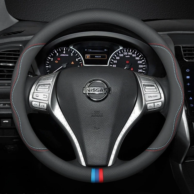 Microfiber Leather Car Steering Wheel Cover for Nissan Qashqai X-Trail Patrol NP300 Frontier Sentra Kicks Versa Auto Accessories