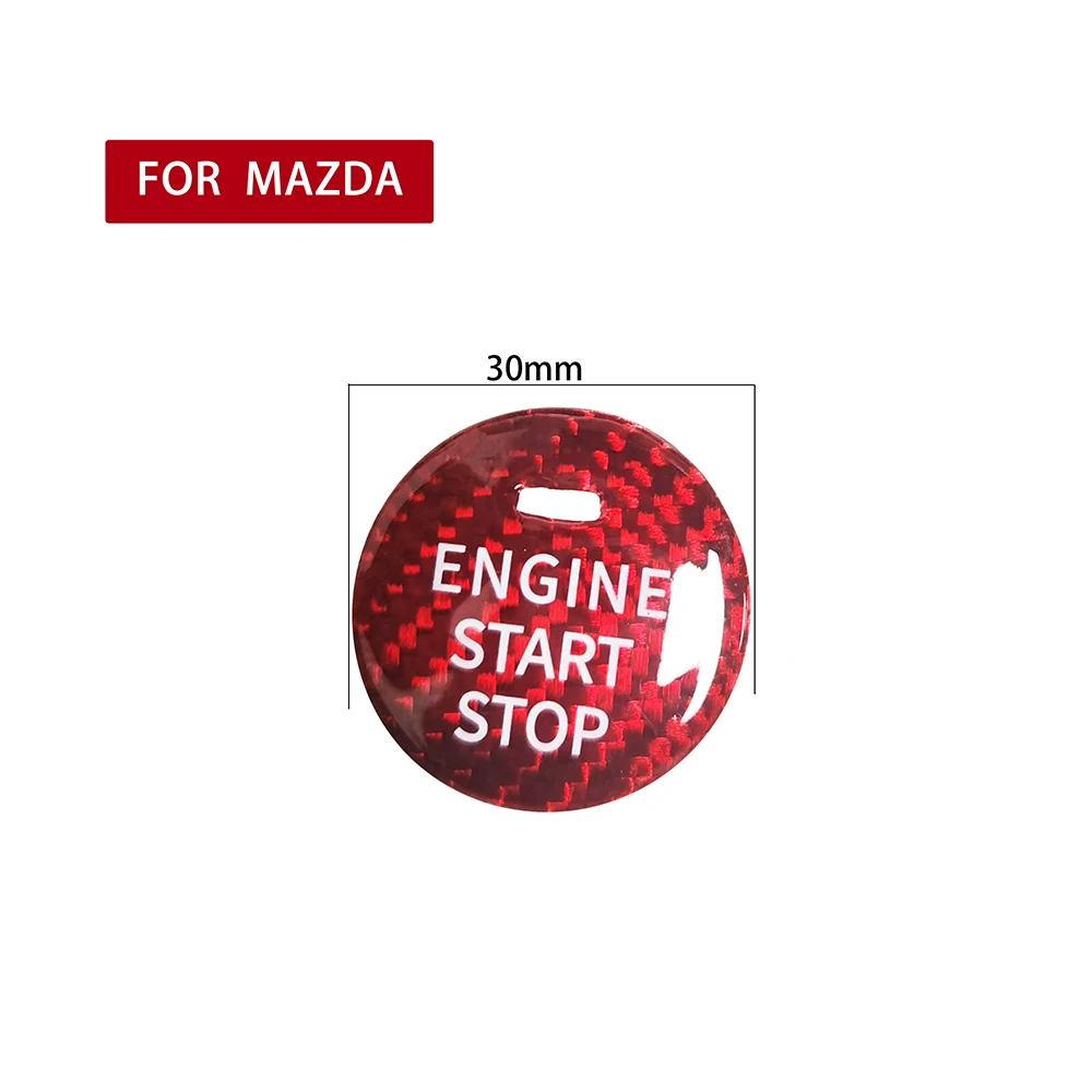 

For Mazda 3 6 CX-3 CX-5 CX-9 MX-5 Miata Carbon Fiber Car Keyless Engine Start Stop Push Button Cover Sticker Accessories