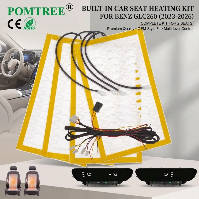 Built-in Car Seat Heating System Kit Fit For Mercedes-Ben GLC260 2023-2026 Fit 2 Seats,Alloy Wire Heater Pads & Dedicated Switch