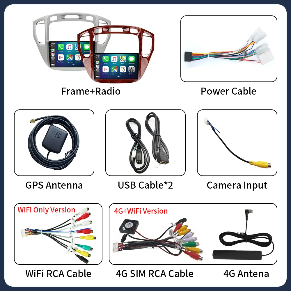 2 Din Android16 Untuk Toyota Highlander 1 XU20 2001-2007 Radio Mobil Multimedia Pemutar Video Navigasi CarPlay Stereo DVD Head Unit