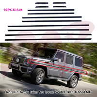 10pcs Acrylic Side Body Moulding Cover Trim Accent For Benz AMG W463 G63 G65 G500 Sticker Accessories Car Styling