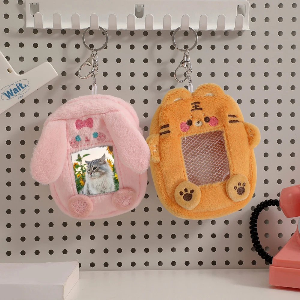 

Cute Plush Coin Bag Card Photocard Holder With Keyring Pendant Animal Series Zipper Pouch Cartoon Storage Purse Gift For Girls