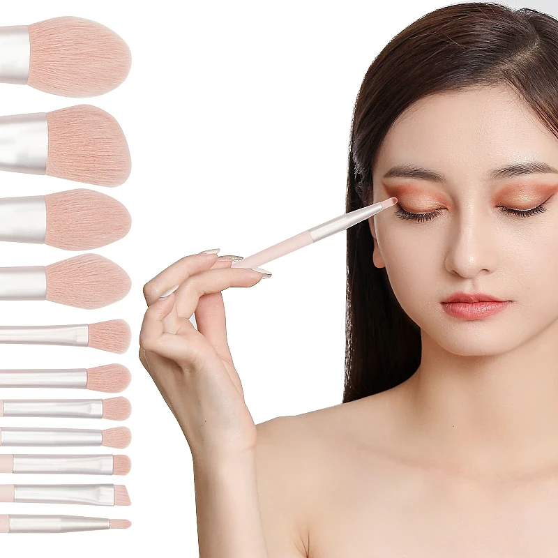 11 Pcs Pink Makeup Brushes Set Eye Shadow Foundation Women Cosmetic Brush Eyeshadow Blush Powder Blending Beauty Make Up Tools