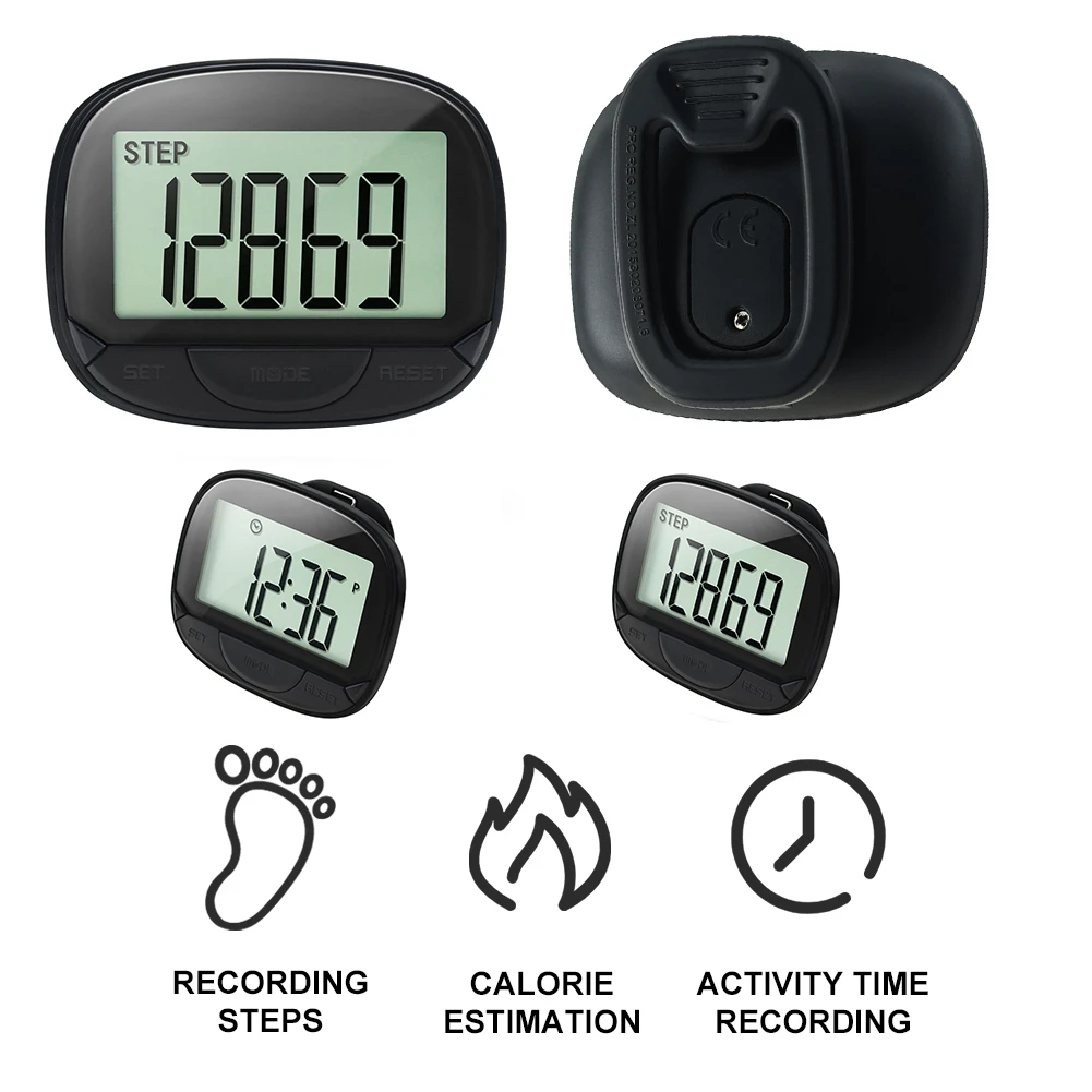 1-3pc Walking Distance Step Pedometer LCD Display Electronic Running Distance Monitor Clip-On Pedometer for Men Women Outdoor
