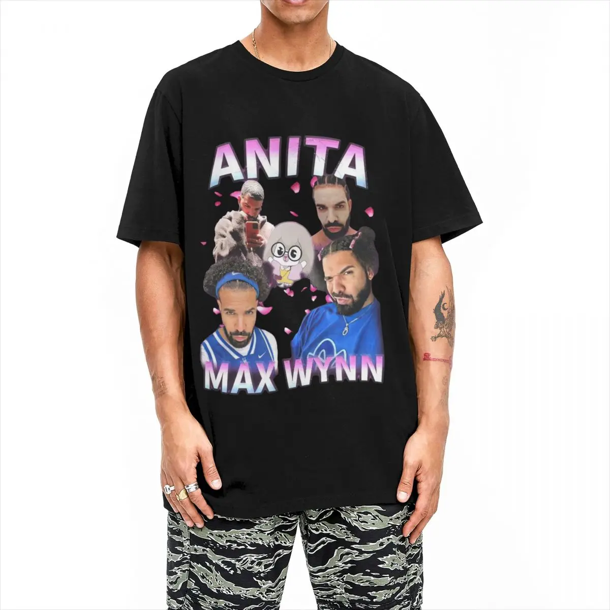 Oversized T-Shirt Rapper D-Drakesed And Anita 100% Cotton T-Shirts Wynn Meme Hip Hop Tshirt for Man Summer Y2K Short Sleeve Tees