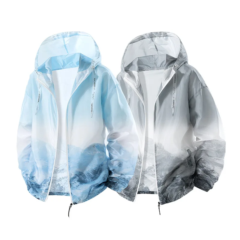 

Men Thin Outwear Gradient Trendy Brand Men Quick Dry Skin Coat Ultra-Light Windbreake Jacket Male Coat Sunscreen Waterproof UV