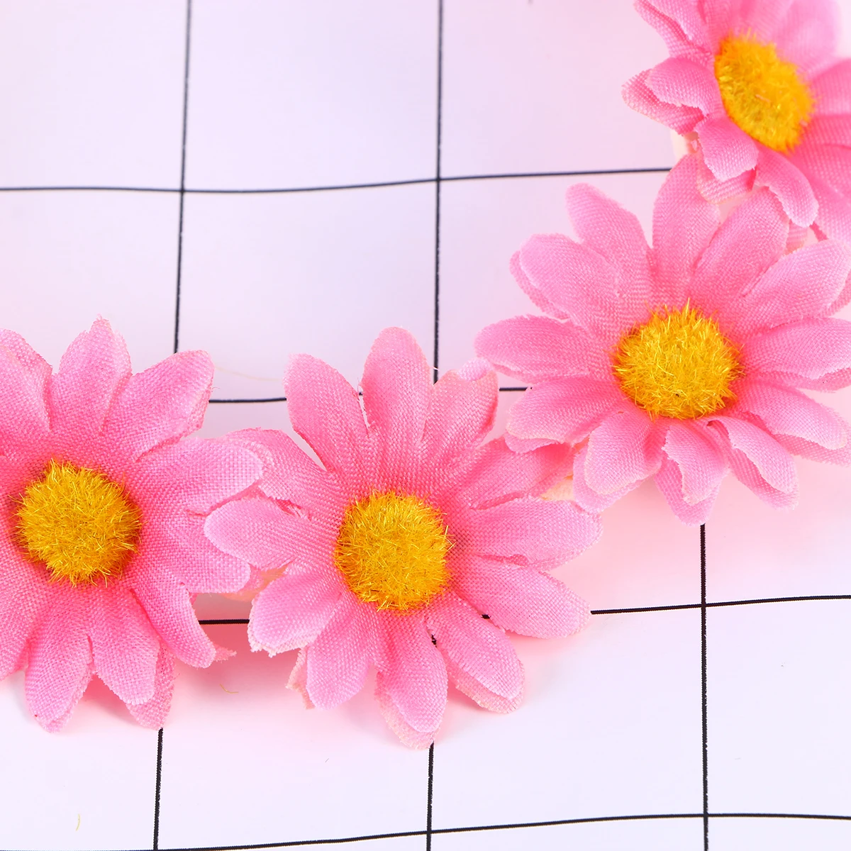 

Durable Cloth Flowers Adorable Daisy Headwear Rope Stretch Hair Hoop Women Headdress Wedding Festival Pink Child