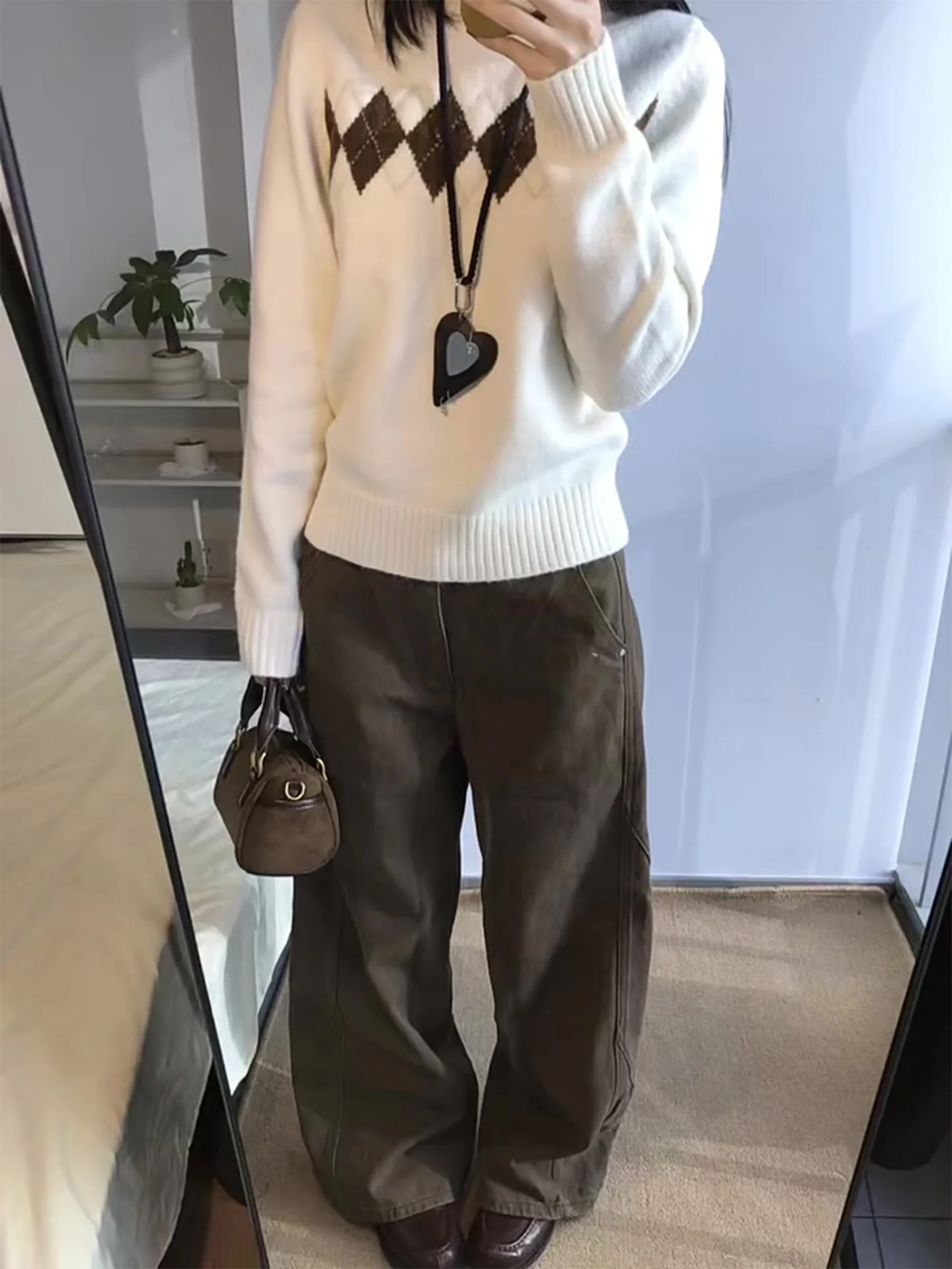 

Женские джинсы Waed out High Street American Sle, облегающие свободные брюки коричневого кофейного цвета, зимнее новое поступление, износостойкие