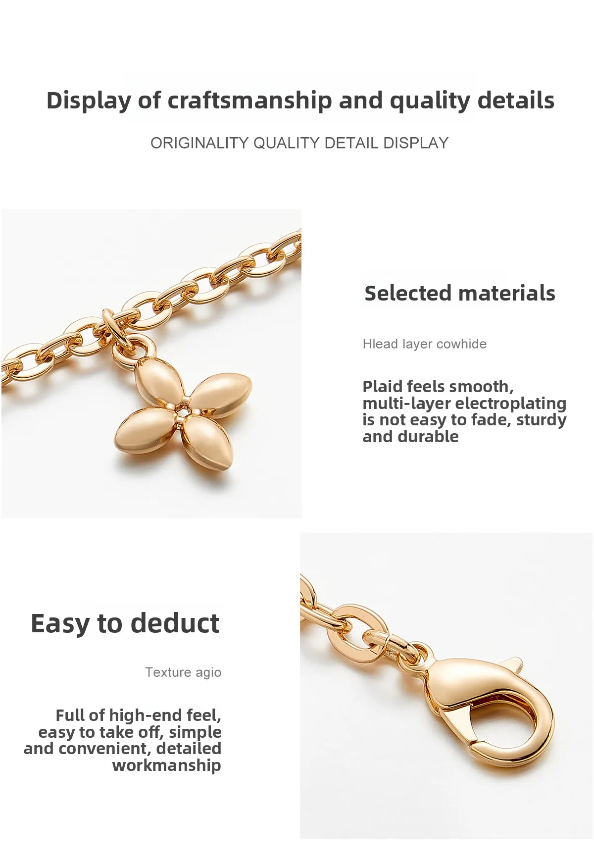 Bag Decorative Chain For Lv Eva Bag Four-leaf Clover Chain Insert Fashion Bag Decoration Chain Bag Renovation Accessories