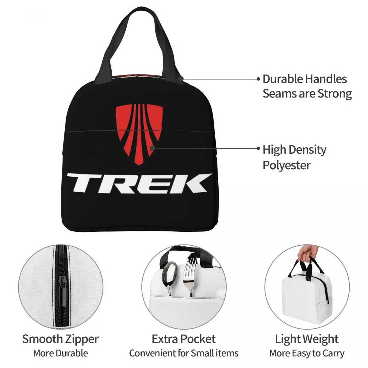 Trek Bike Logo Lunch Bags Insulated Bento Box Lunch Tote Leakproof Picnic Bags Cooler Thermal Bag for Woman Student Travel