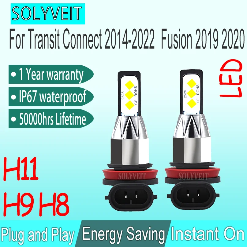 

1-Year Warranty No Delay H11 No Dark Spots Long-Distance Durable Low Beam Bulbs For Transit Connect 2014-2022 Fusion 2019 2020