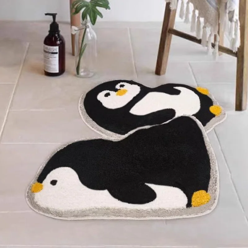 VIKAMA Cartoon Penguin-Shaped Floor Mat, Anti-Slip And Soft In Texture, Home Decoration Carpets In Living Rooms And Bedrooms