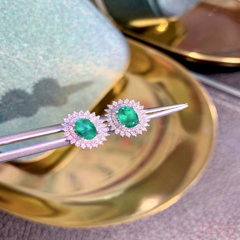 

Women's Classic Jewelry Earrings Emerald earrings 925 sterling silver Women's classic double princess