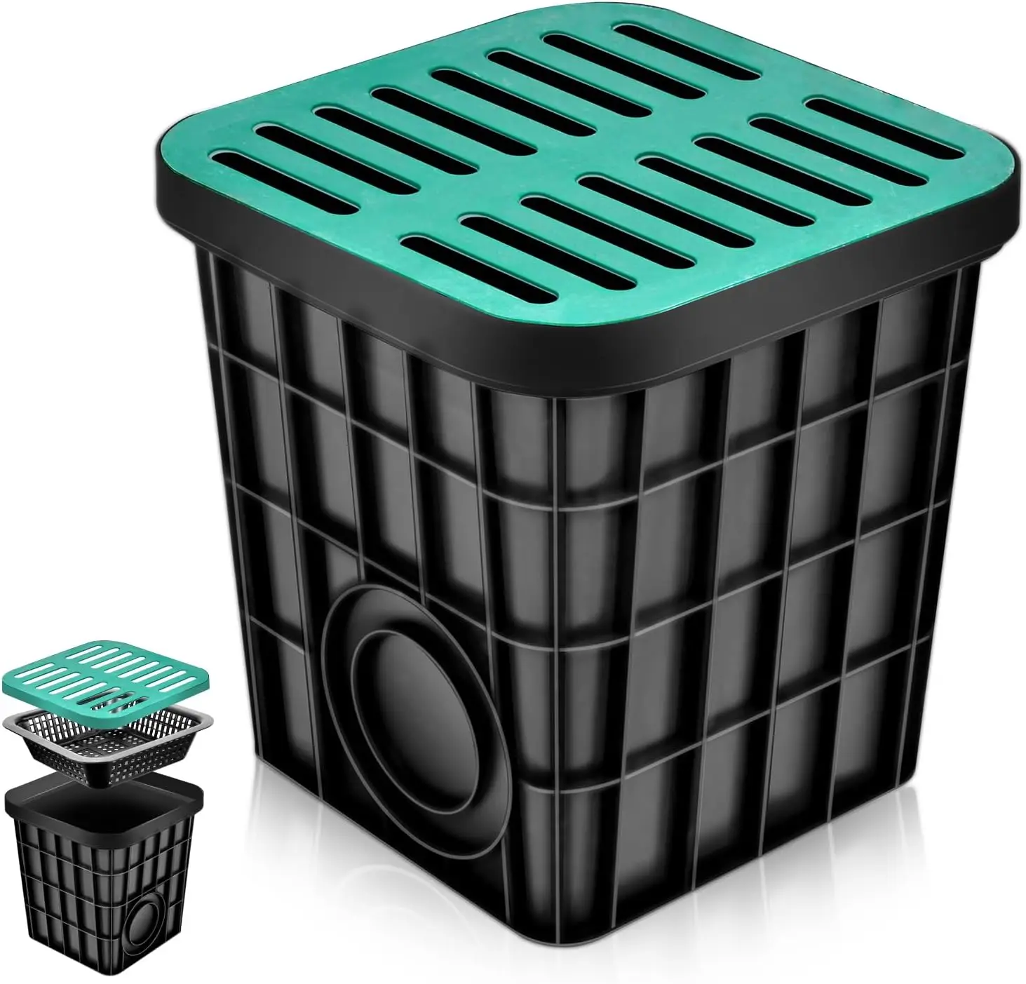 

Уловительная раковина с решеткой из стекловолокна 16 x 16 x 16 дюймов Большая раковина для дренажа с корзиной для мусора Французский сливной комплект Уловительная раковина