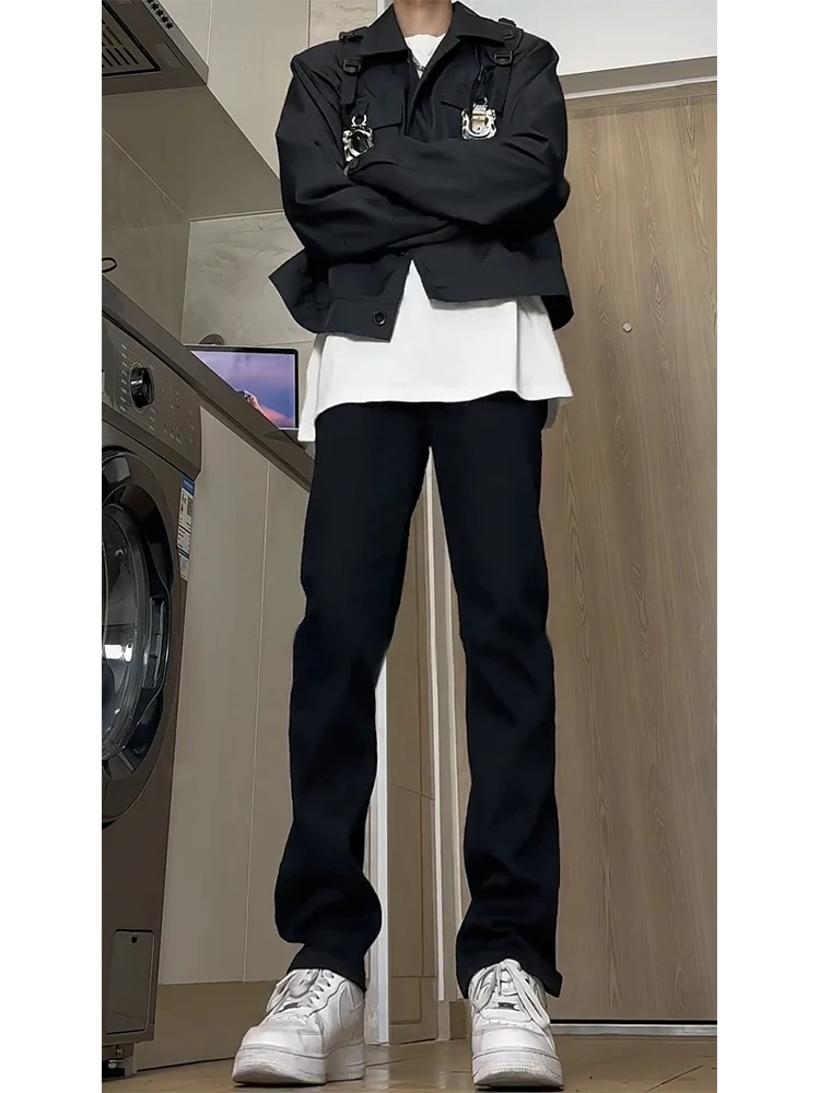 

Cleanfit Bla Elastic Soft Denim Jeans Men's American High Street Vibe Slim Fit Straight Leg Pants Youth Faion Summer Jeans