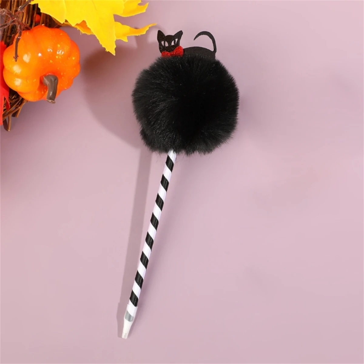 4Pcs/Set 0.7mm Oil Pen Pompoms Ballpoint Pen Halloween Pen Smooth Writing Pen Pompoms Pen Stationery Supplies for Drop Shipping