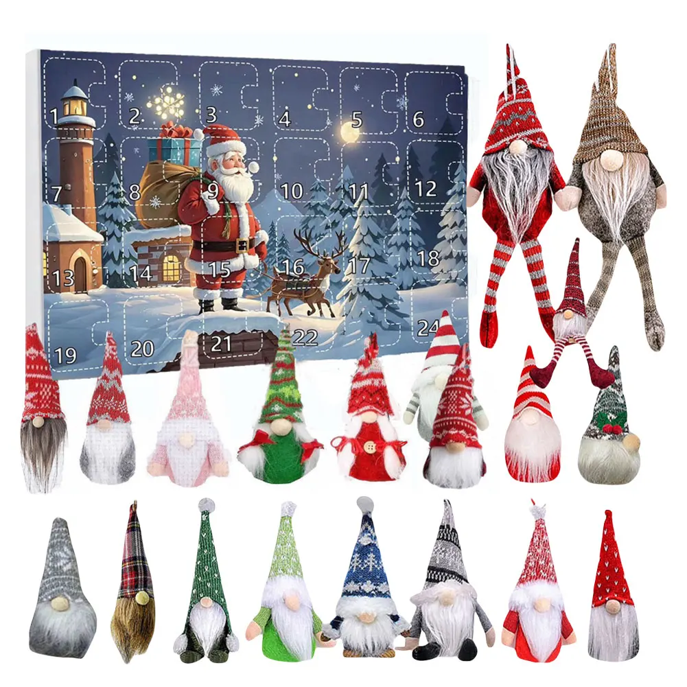 

2024 Christmas Gnome Holidays Advent Calendar Gnome Dolls with Gnome Plush Toys 24 Days Xmas Christmas Countdown Calendar