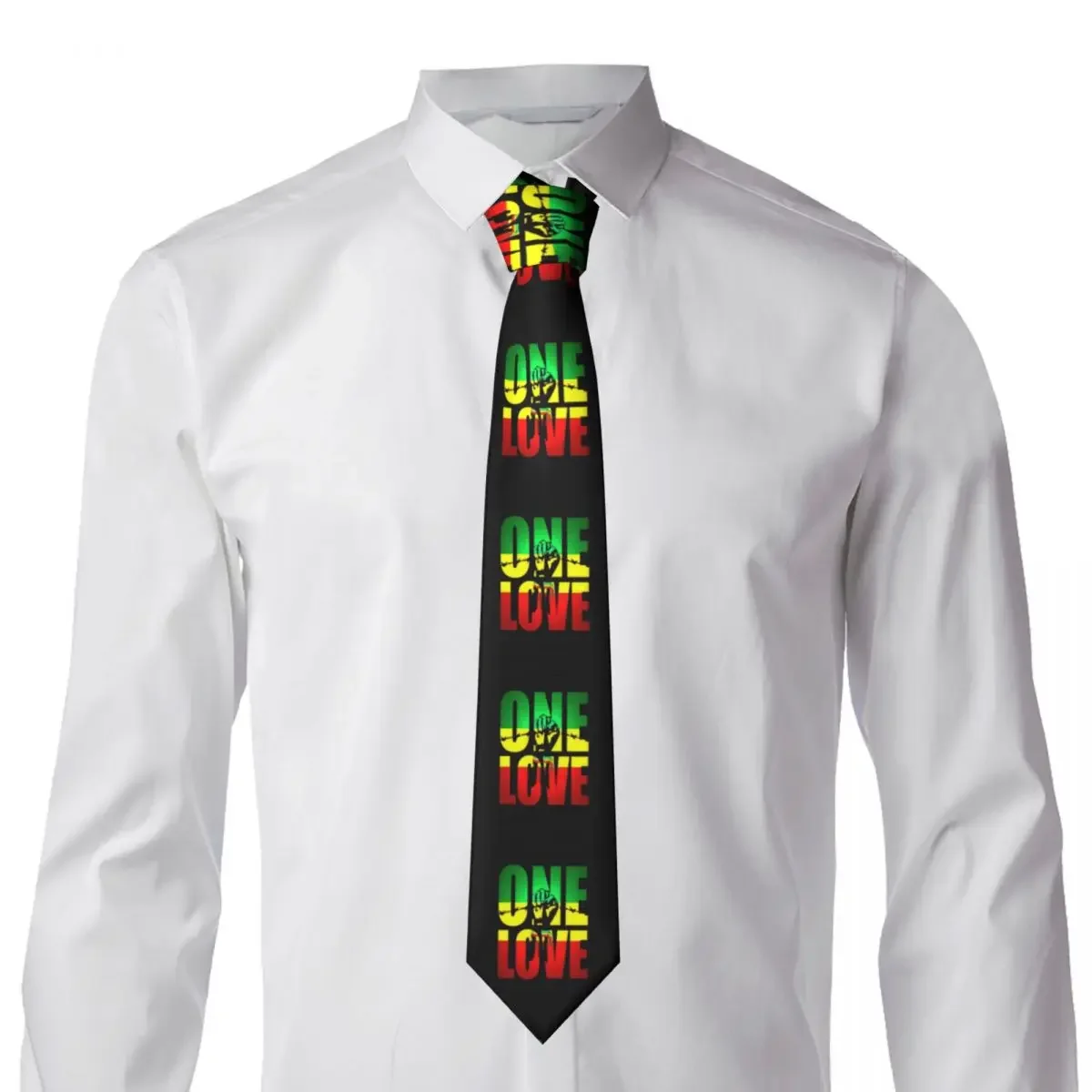 Fashion One Love Jamaica Reggae Neckties Men Customized Silk Office Neck Ties