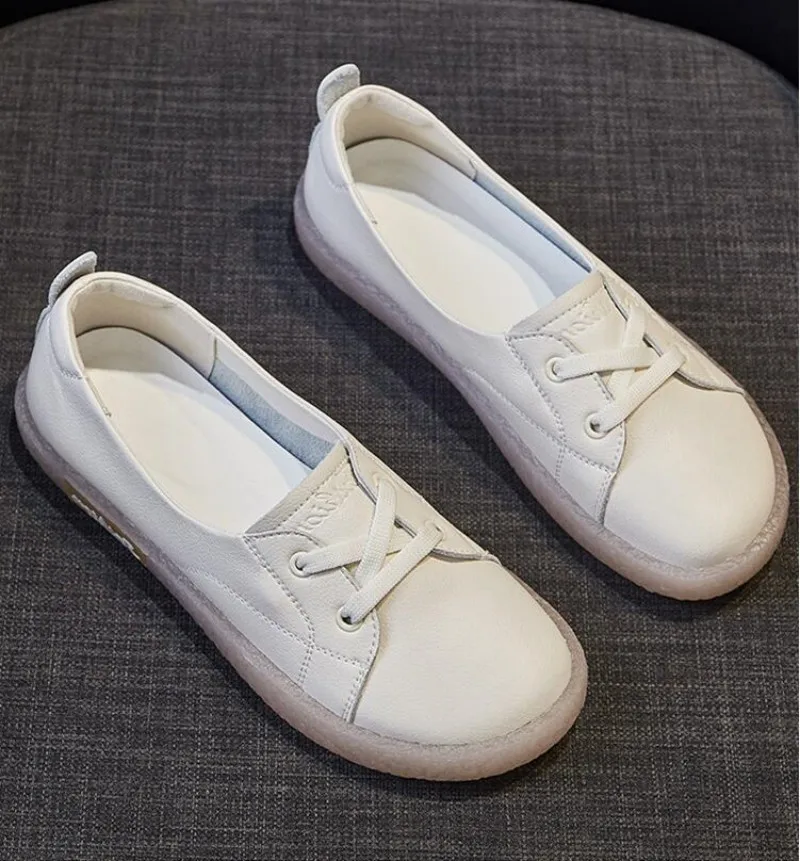 

Повседневные кроссовки из натуральной кожи, женские большие размеры, вулканизированная обувь в стиле ретро, весенне-осенняя обувь для скейтбординга, женская спортивная белая обувь