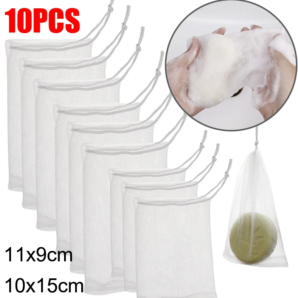 Soap Bag Portable Drawstring Bag Hangable Handmade Cleanser Soap Saver Bag Shower Foaming Mesh Household Cleaning Supplies