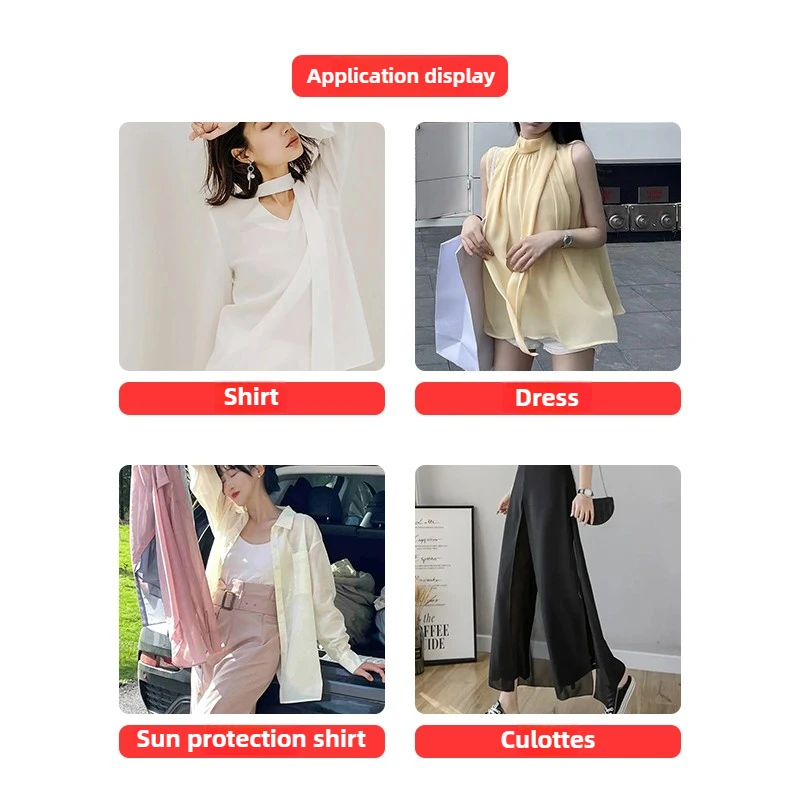 75D Chiffon Fabric Micro Transparent By The Meter for Women/'s Clothes DIY Hanfu Clothing Lining Sewing Cloth Soft Hanging White view 6