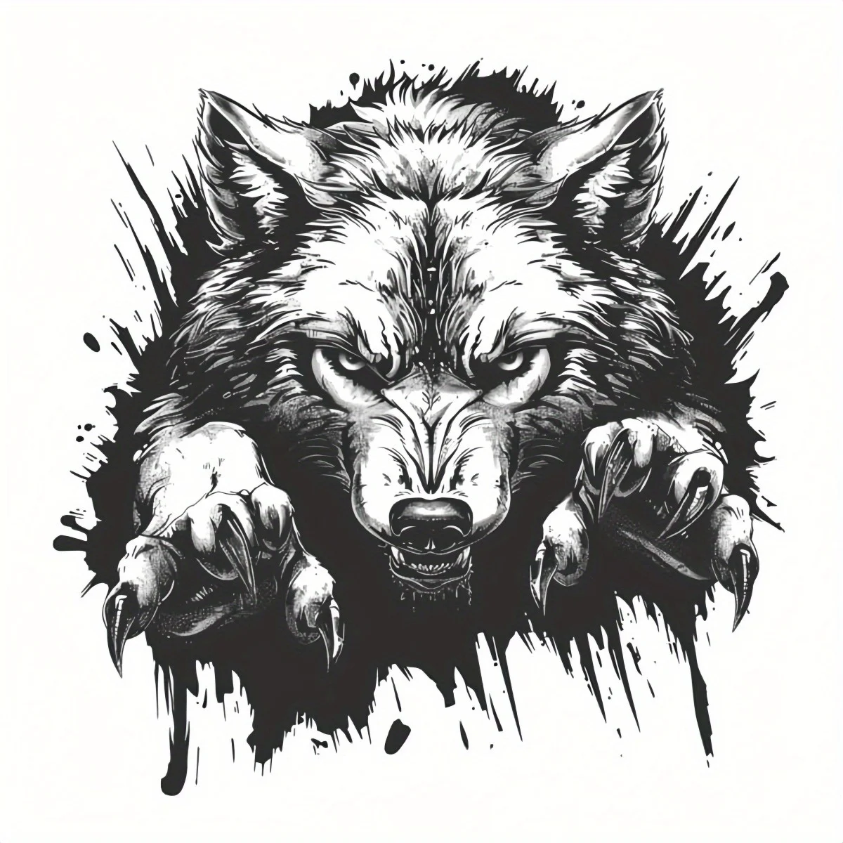 1pc  Wolf Vinyl Sticker, Monochrome 2D Design, Weather-Resistant for Bicycles, Trucks & Laptops