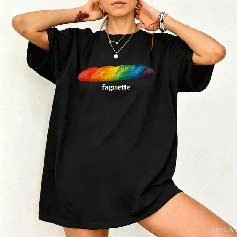 Faguette LGBT T-Shirt Men Women LGBT Pride Tee French Gay Lesbian Joke Gay Friend T Shirt Casual Short Sleeve Loose Graphic Tees