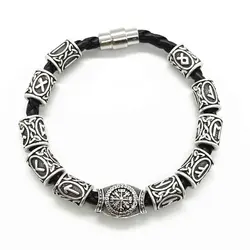 Norse Runic Runes Beads Charm Viking Accessories Womens Mens Magnetic Bracelet Jewelry Dropshipping