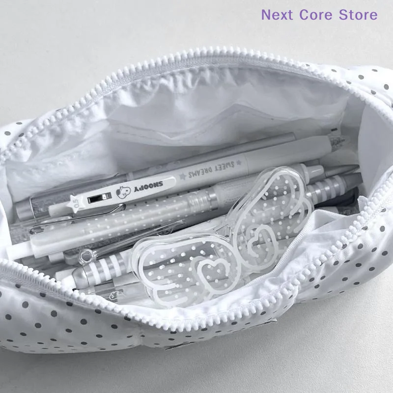 [NC]Polka Dot Design Pencil Case Large-capacity Soft Touch Pen Bag Stationery Pouch Students[NC]
