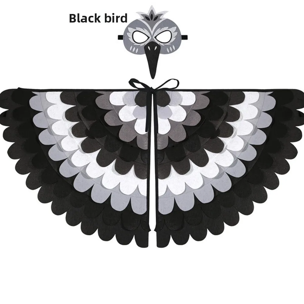Cute Felt Cloth Halloween Cloak with Mask Bird Wings Owl Halloween Children Costume Robe Cosplay Cape Mask Set Party
