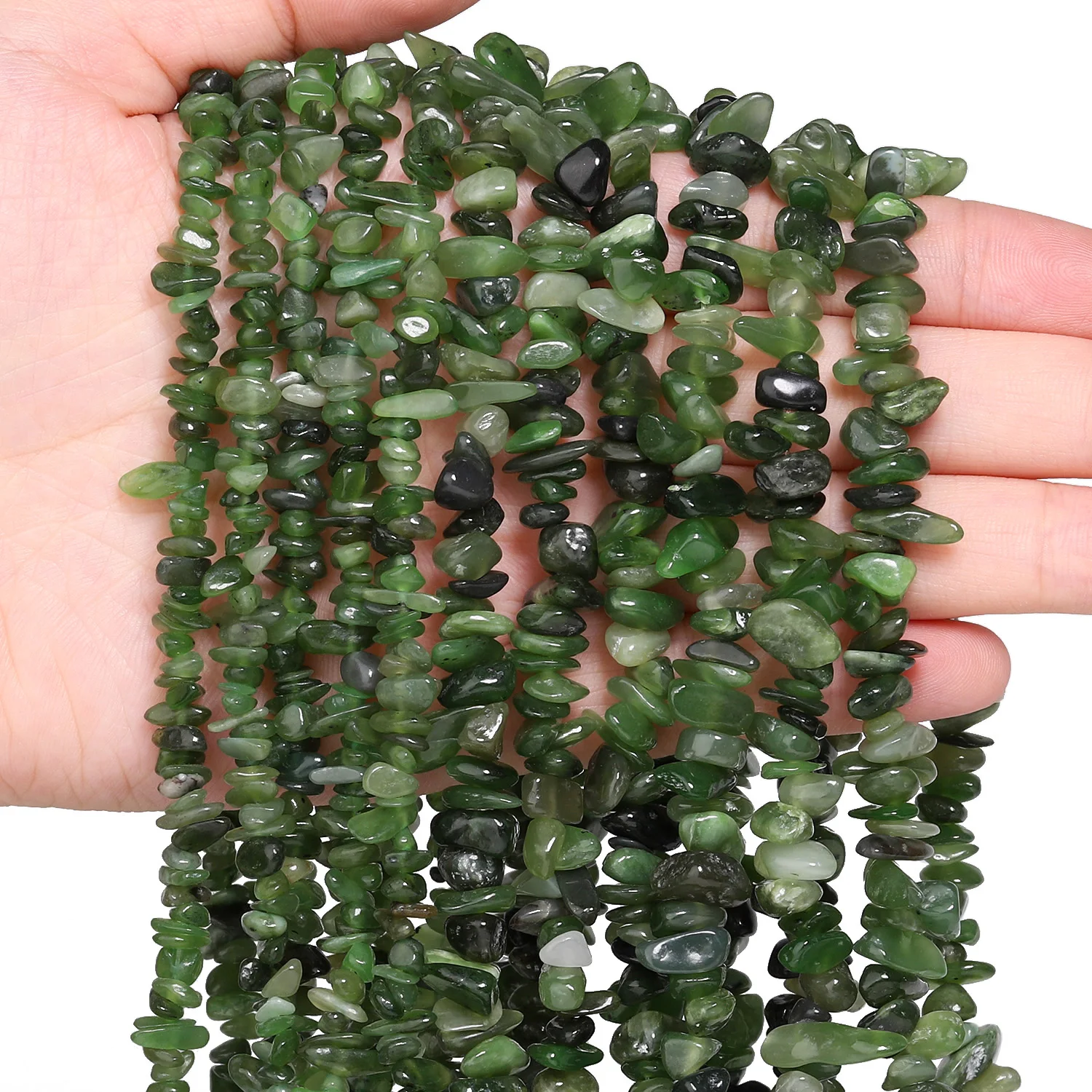 3-5mm 5-8mm Irregular Natural Stone Green Jade Beads Gravel Loose Beads for Jewelry Making DIY Bracelets Accessories 15''